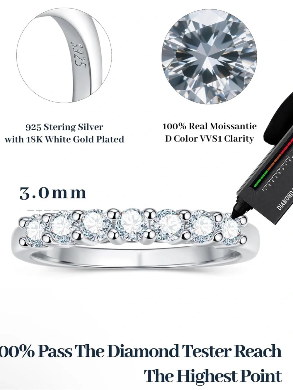 Moissanite elegant silver